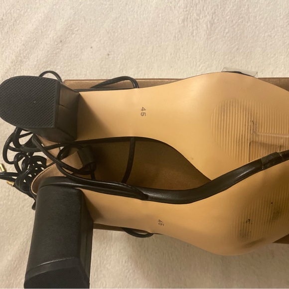 Clear Band Gladiator Chunky High Heel Lace Up Strappy Sandals - Picture 5 of 5